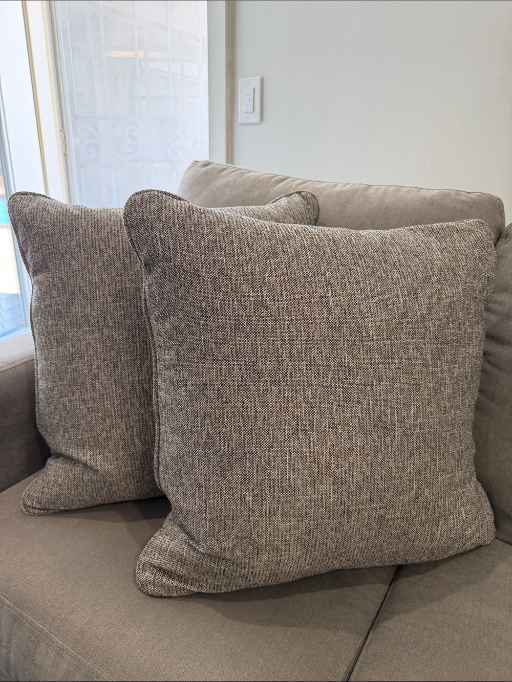NEW Set of 2 Gray Textured Woven Throw Pillows
